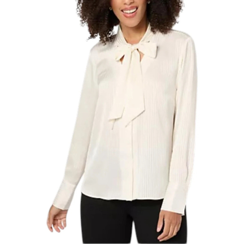BEAUTIFUL by Lawrence Zarian Women's Button-Front Bow Blouse Ivory - Regular
